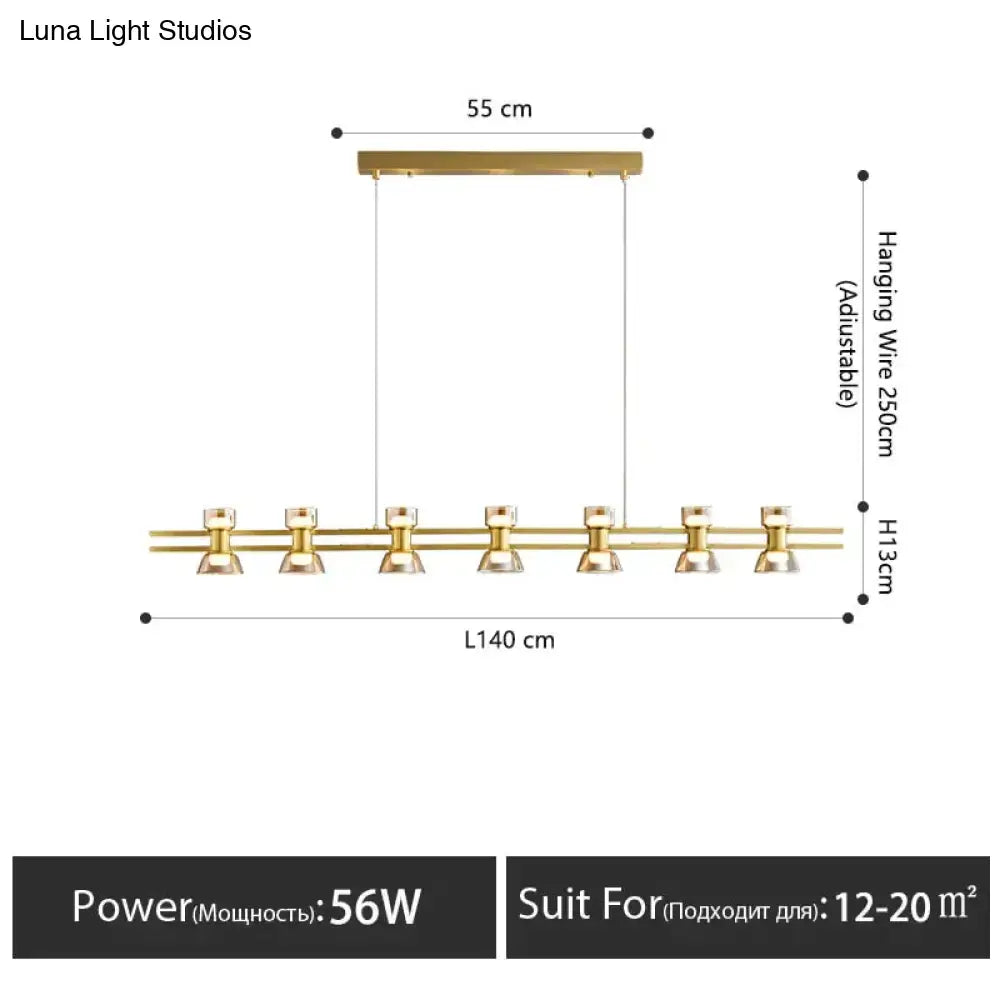 Modern black and chrome linear led strip lamp kitchen island light