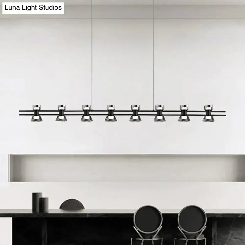 Modern black and chrome linear led strip lamp kitchen island light