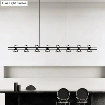 Modern black and chrome linear led strip lamp kitchen island light