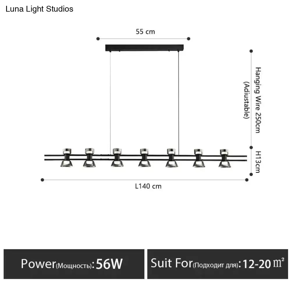 Modern black and chrome linear led strip lamp kitchen island light