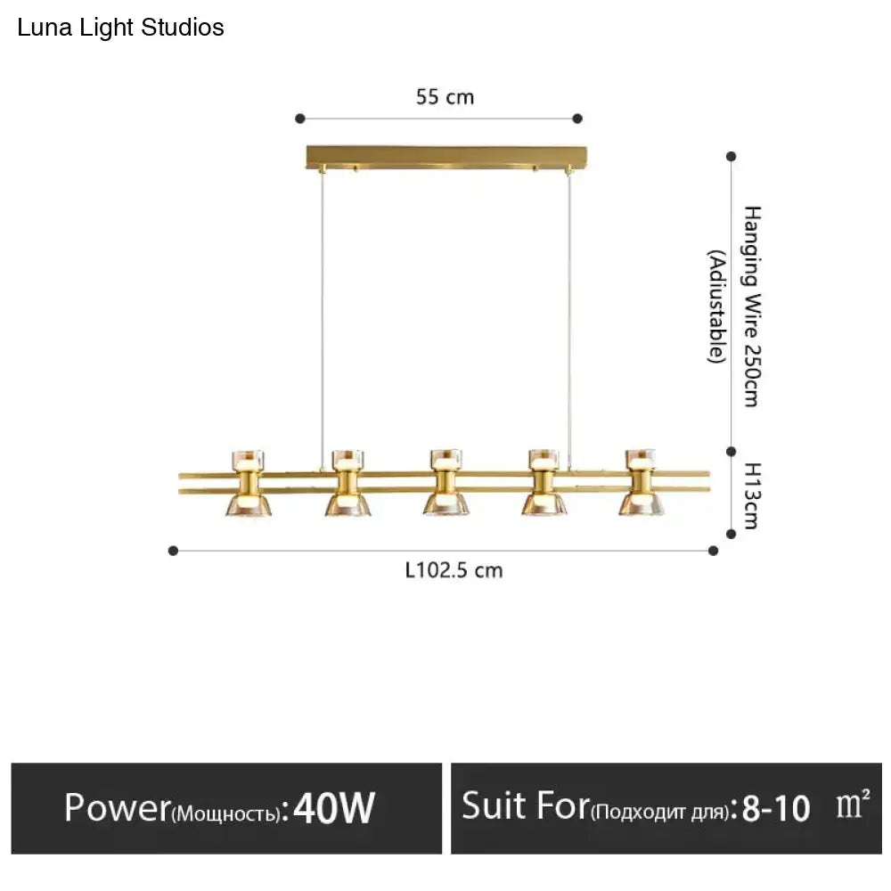 Modern black and chrome linear led strip lamp kitchen island light