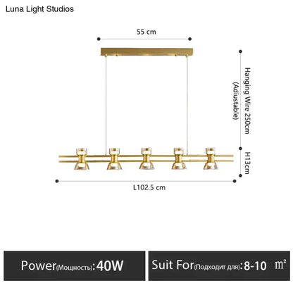 Modern black and chrome linear led strip lamp kitchen island light