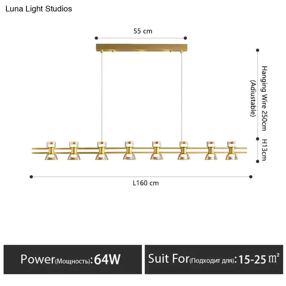 Modern black and chrome linear led strip lamp kitchen island light