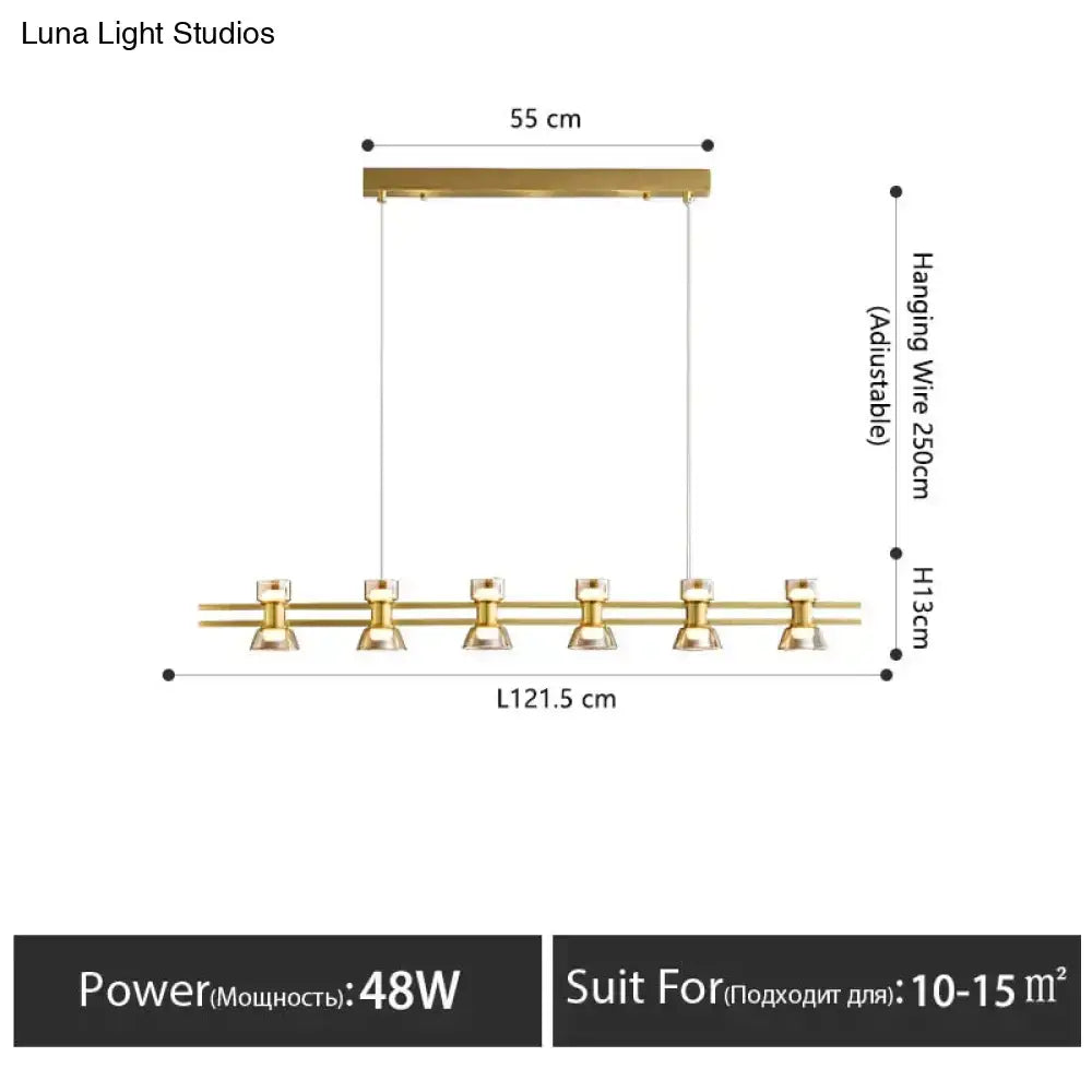 Modern black and chrome linear led strip lamp kitchen island light