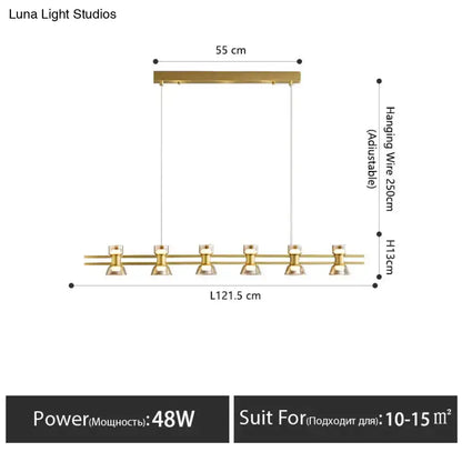 Modern black and chrome linear led strip lamp kitchen island light