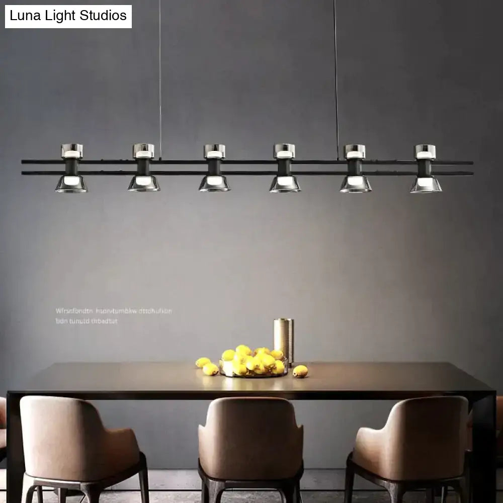 Modern black and chrome linear led strip lamp kitchen island light