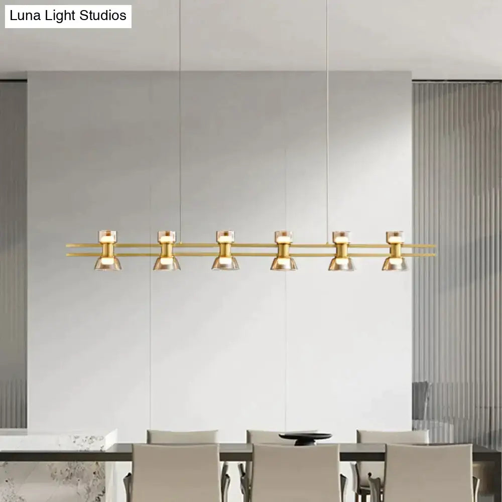 Modern black and chrome linear led strip lamp kitchen island light