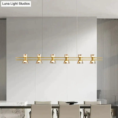 Modern black and chrome linear led strip lamp kitchen island light