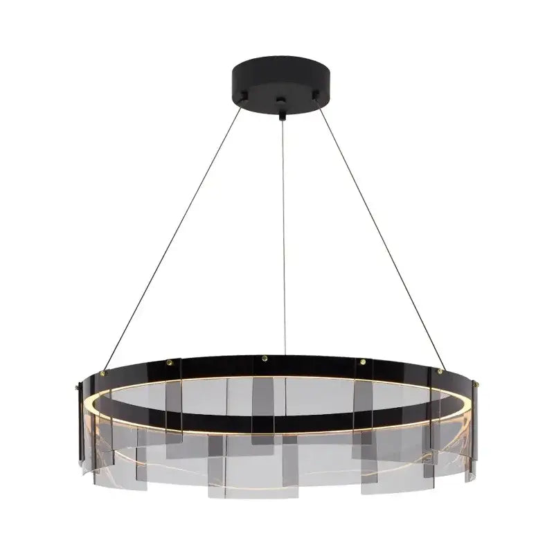 Modern black and clear glass circle led luxury chandelier kitchen island