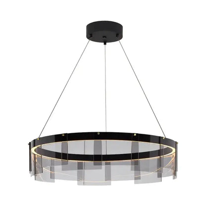 Modern black and clear glass circle led luxury chandelier kitchen island