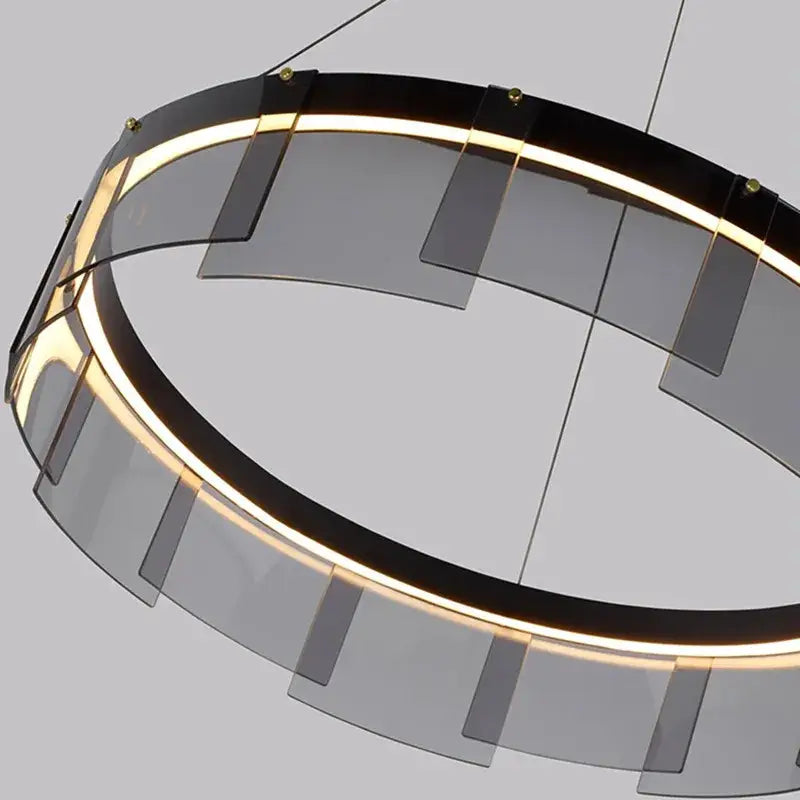 Modern black and clear glass circle led luxury chandelier kitchen island