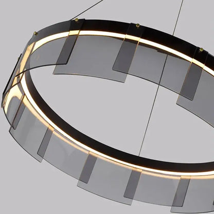 Modern black and clear glass circle led luxury chandelier kitchen island