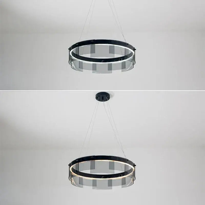 Modern black and clear glass circle led luxury chandelier kitchen island