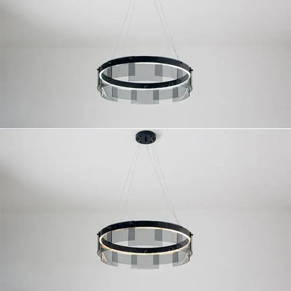 Modern black and clear glass circle led luxury chandelier kitchen island