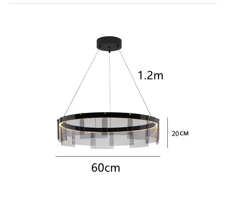 Modern black and clear glass circle led luxury chandelier kitchen island