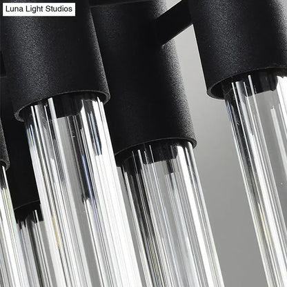 Modern black and clear glass tube wall lamp for living room