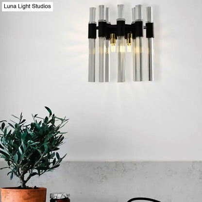 Modern black and clear glass tube wall lamp for living room