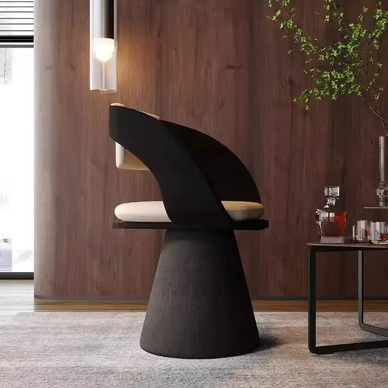Modern black and cream elegant rotating chair bedroom makeup stool