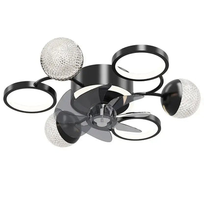 Modern black and crystal led ceiling fan with lights bedroom