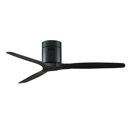 Modern black and dark brown ceiling fan with wood blades living room