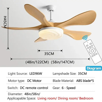 Modern black and dark wood ceiling fan light living room