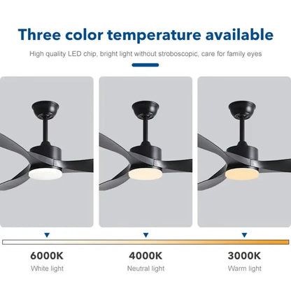 Modern black and dark wood copper dc ceiling fan living room remote