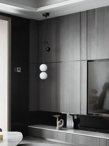 Modern black and frosted glass suspension kitchen ceiling pendant