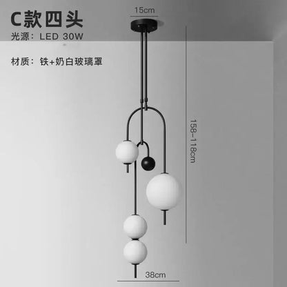 Modern black and frosted glass suspension kitchen ceiling pendant