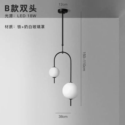 Modern black and frosted glass suspension kitchen ceiling pendant