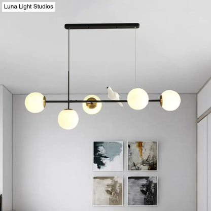 Modern black and gold 5-light island pendant – dining room glass sphere