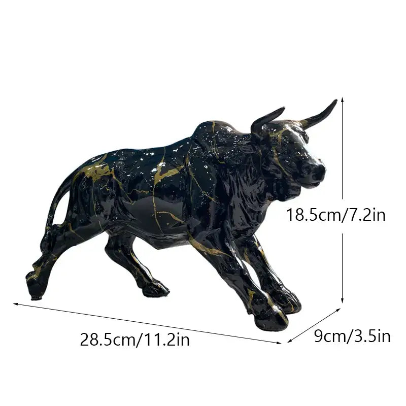 Modern black and gold bull statue living room decor figurine