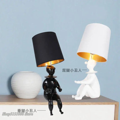 Modern black and gold ceramic clown desk lamp bedroom light