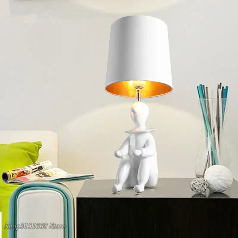 Modern black and gold ceramic clown desk lamp bedroom light