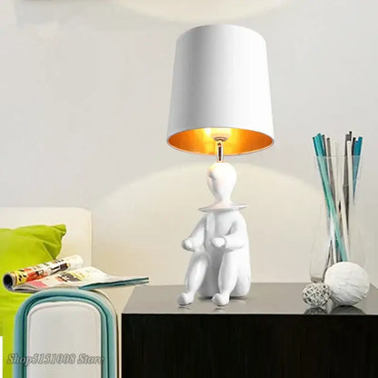 Modern black and gold ceramic clown desk lamp bedroom light