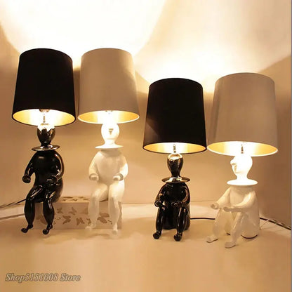 Modern black and gold ceramic clown desk lamp bedroom light