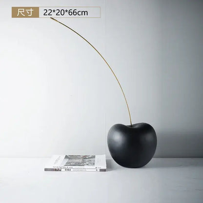 Modern black and gold cherry resin sculpture living room decor