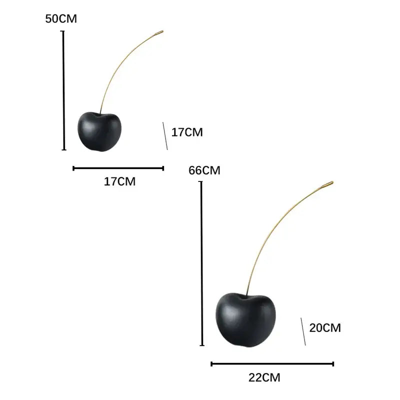 Modern black and gold cherry resin sculpture living room decor