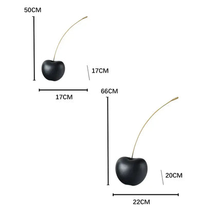 Modern black and gold cherry resin sculpture living room decor