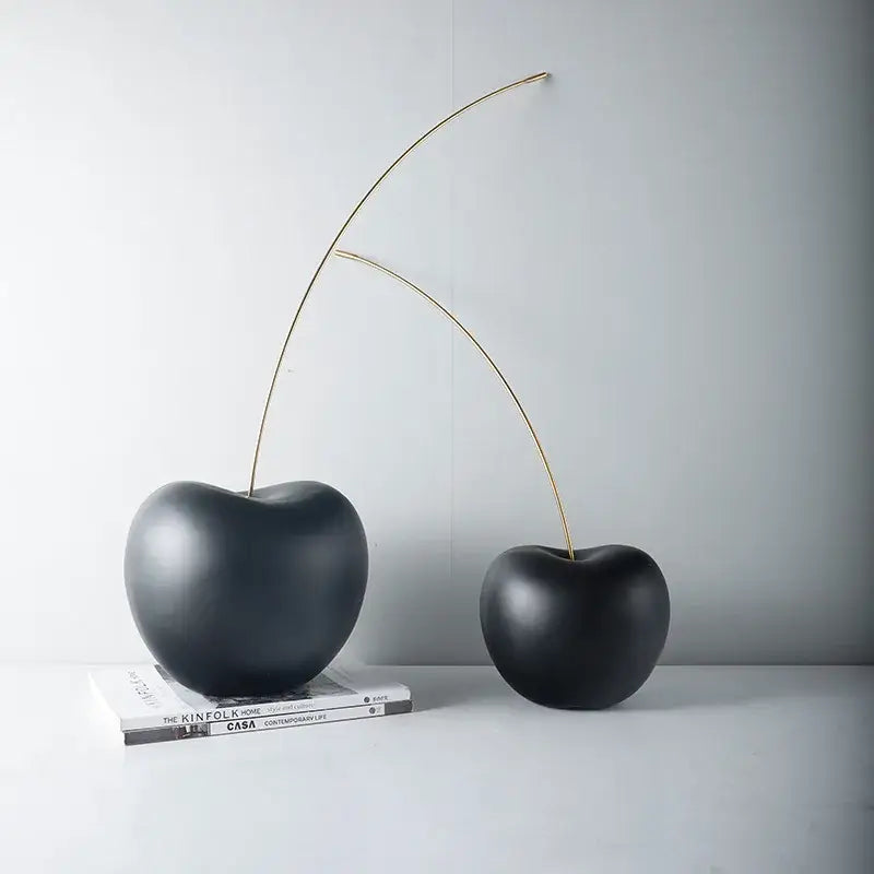 Modern black and gold cherry resin sculpture living room decor