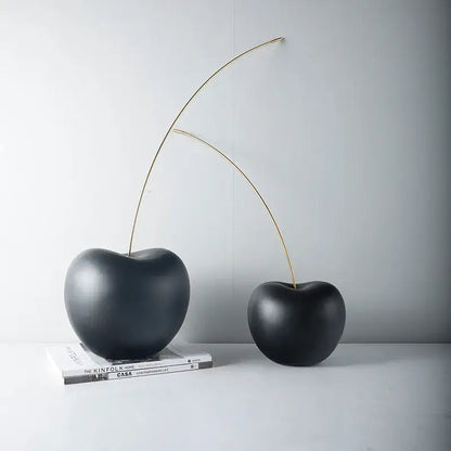 Modern black and gold cherry resin sculpture living room decor
