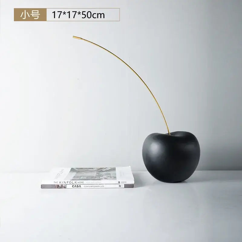 Modern black and gold cherry resin sculpture living room decor