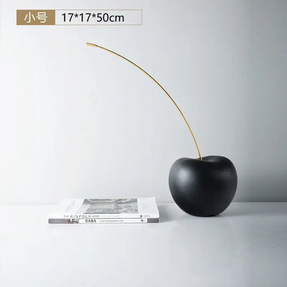 Modern black and gold cherry resin sculpture living room decor