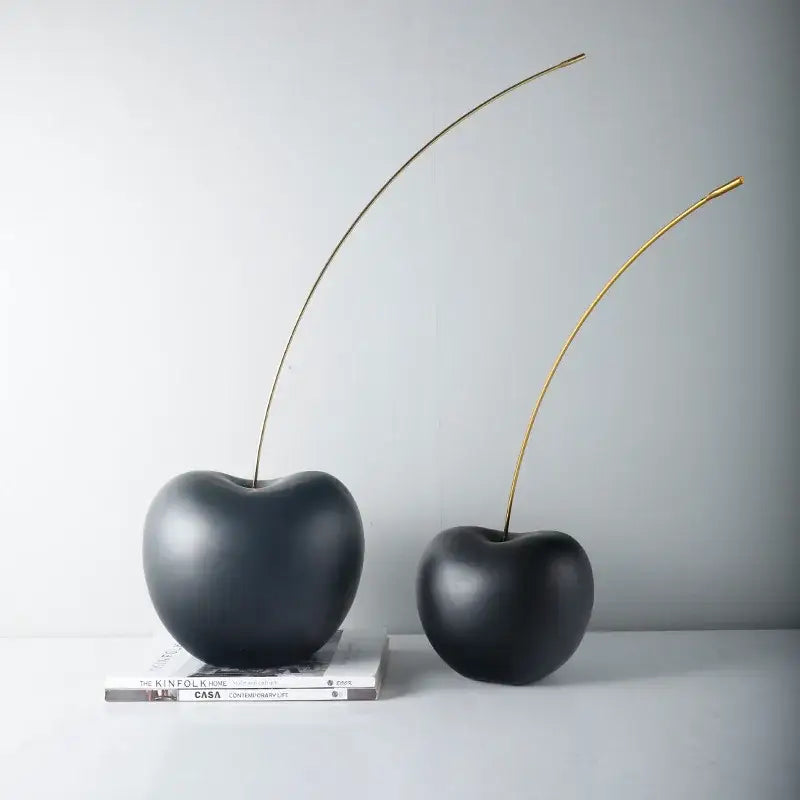 Modern black and gold cherry resin sculpture living room decor