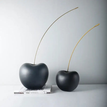 Modern black and gold cherry resin sculpture living room decor