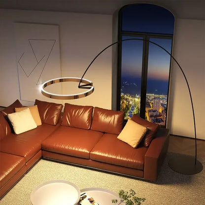 Modern black and gold circular luminescence led floor lamp living room