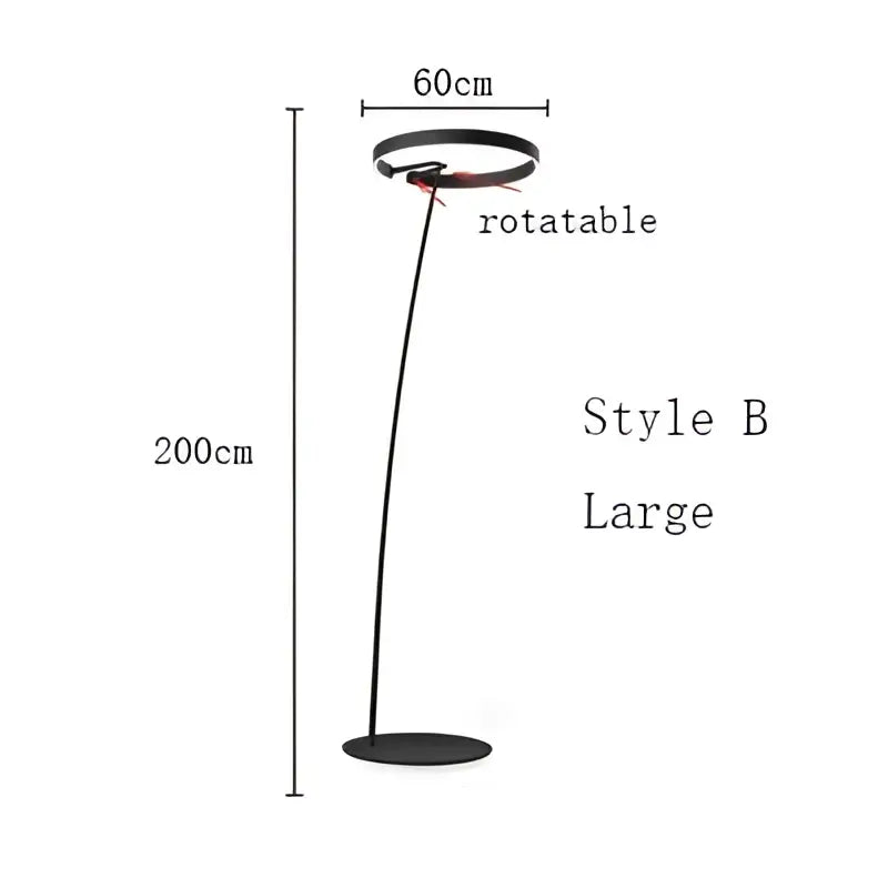 Modern black and gold circular luminescence led floor lamp living room