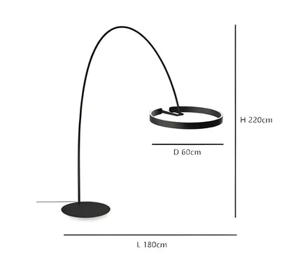 Modern black and gold circular luminescence led floor lamp living room