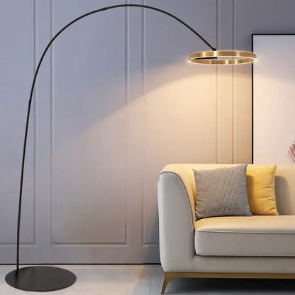 Modern black and gold circular luminescence led floor lamp living room