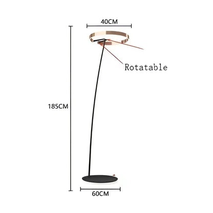 Modern black and gold circular luminescence led floor lamp living room