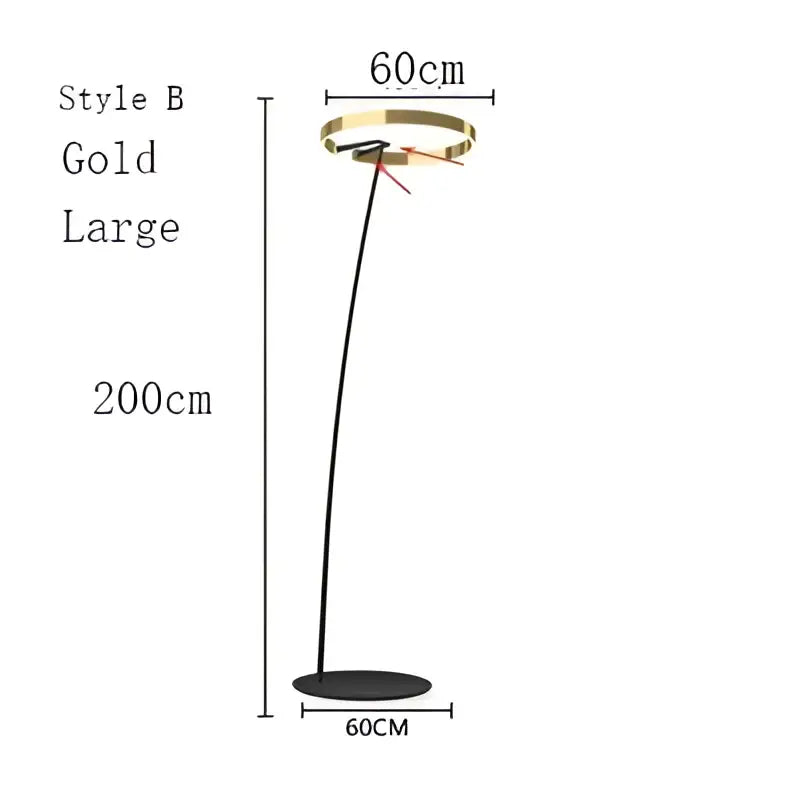 Modern black and gold circular luminescence led floor lamp living room